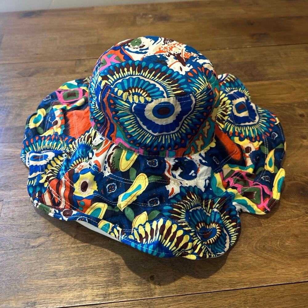 Floral Multicolor Wide Brim Bohemian style Sun Hat Protection Bonnet Hat Size OS